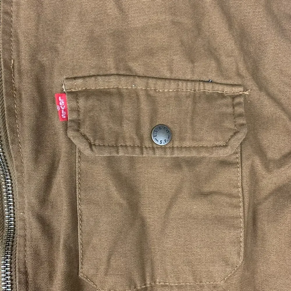 Levi's Men's xl extra large Tan Military Jacket zip up lightweight khaki denim - Picture 11 of 11
